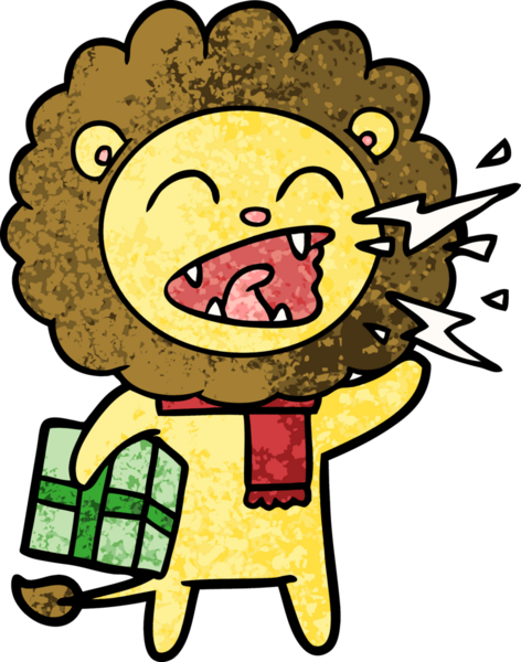 Bir insan tarafından çizilmiş, kükreyen bir aslan.