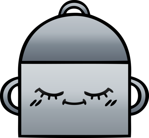 Bir insan tarafından çizilmiş tencerenin gölgeli karikatürü.