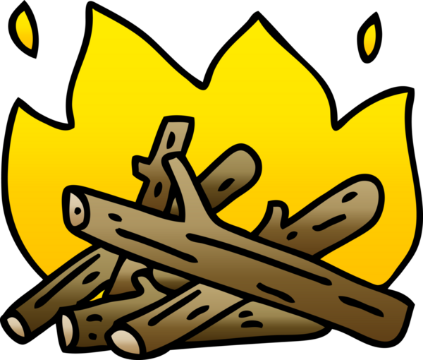 bir insan tarafından çizilmiş gölgeli garip bir kamp ateşi.