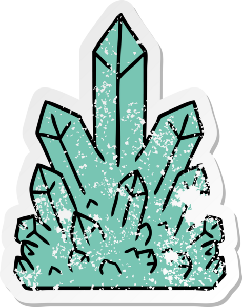 Bir insan tarafından çizilmiş kristal taşların çizilmiş karikatürü.