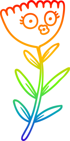 Gökkuşağı gradyan çizimi bir insan tarafından çizilmiş bir çiçek çizimi