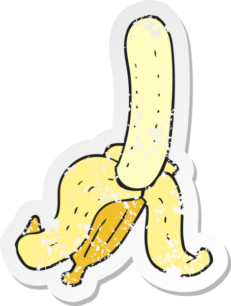 Bir insan tarafından çizilmiş karikatür muzunun gerilimli yapıştırması.