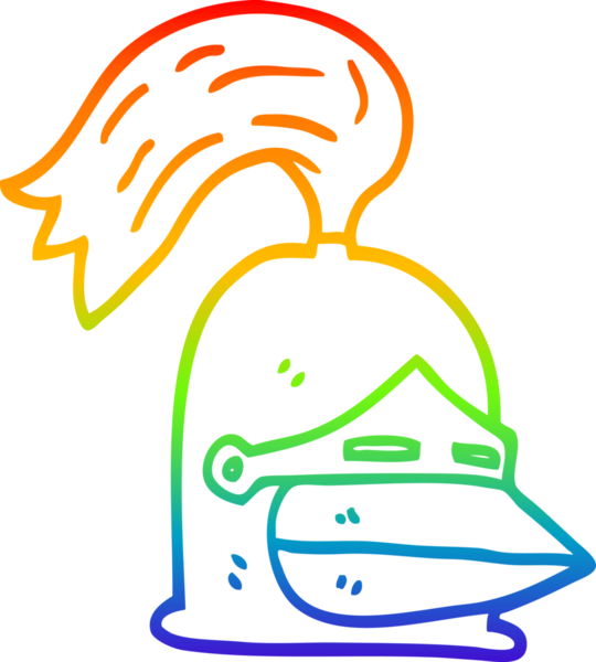 Gökkuşağı gradyan çizgi çizimi Bir insan tarafından çizilmiş altın kask