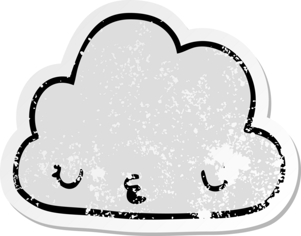 Bir insan tarafından çizilmiş şirin bir karikatür bulutunun sıkıntılı çıkartması.