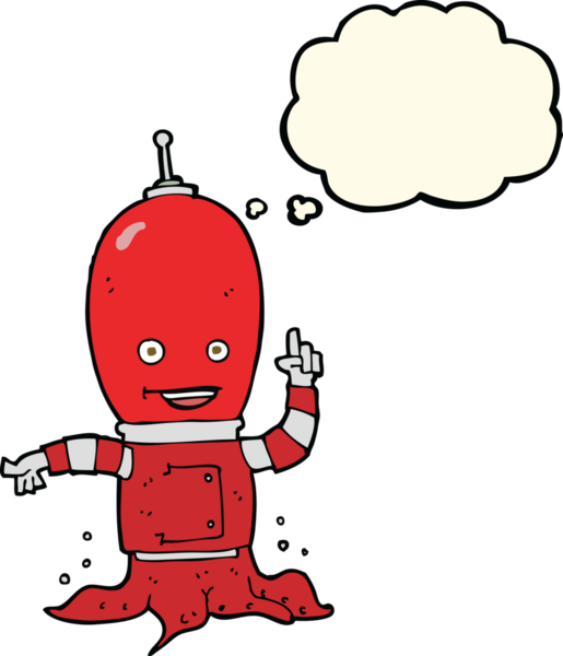 Bir insan tarafından çizilmiş düşünce baloncuğu olan uzaylı uzay adamı çizgi filmi.