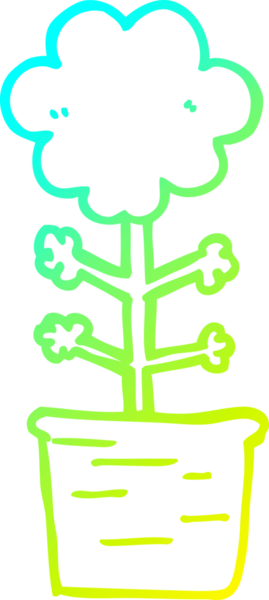 Bir insanın çizdiği karikatür çiçeğinin soğuk gradyan çizgisi.