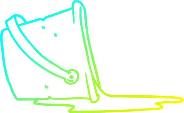 Bir çizgi filmin soğuk gradyan çizimi bir insan tarafından çizilmiş bir kova su.