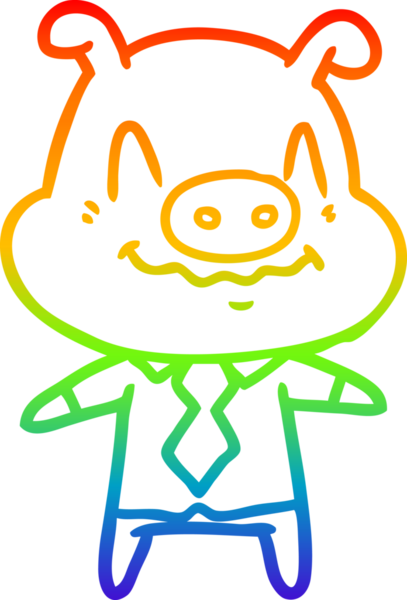 Gökkuşağı gradyan çizgisi bir insan tarafından çizilmiş sinir çizgi domuz patronunun çizimi