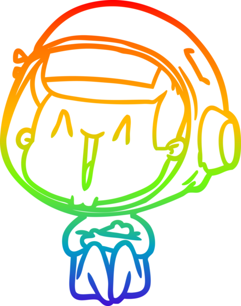 gökkuşağı gradyan çizimi mutlu bir çizgi astronot çizimi bir insan tarafından çizildi