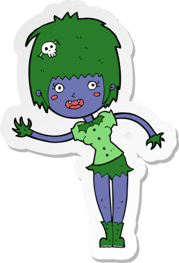 Bir insan tarafından çizilmiş vampir bir kızın çıkartması.