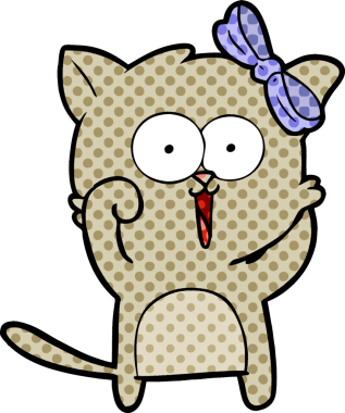 Bir insan tarafından çizilmiş çizgi film kedisi.