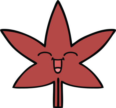 Bir insan tarafından çizilmiş bir sonbahar yaprağının sevimli karikatürü.