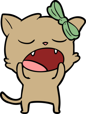 Bir insan tarafından çizilmiş esneyen kedi çizgi filmi.