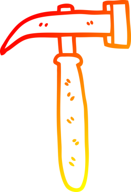 Bir insan tarafından çizilmiş karikatür çekicin sıcak eğimli çizgisi.