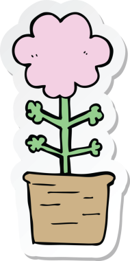 Bir insan tarafından çizilmiş şirin bir karikatür çiçeğinin çıkartması.