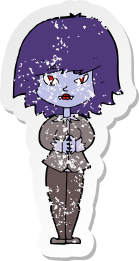 Bir insan tarafından çizilmiş vampir bir karikatürün gerilimli yapıştırması.