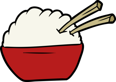 Bir insan tarafından çizilmiş pirinç kasesi.