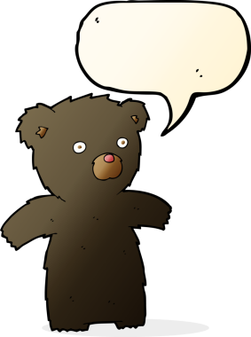 bir insan tarafından çizilmiş konuşma baloncuğu olan siyah bir ayı.