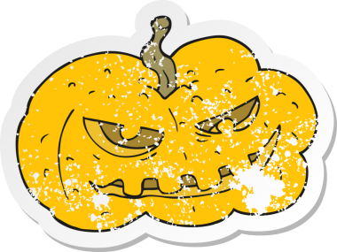 Bir insan tarafından çizilmiş bir cadılar bayramı balkabağının gerilimli yapıştırması.