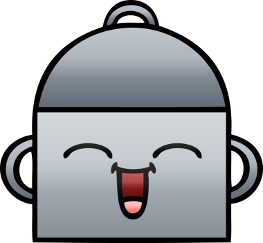 Bir insan tarafından çizilmiş tencerenin gölgeli karikatürü.