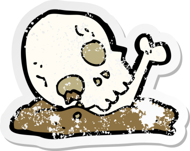 Bir insan tarafından çizilmiş eski bir karikatürün gerilimli çıkartması.