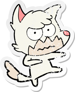 Bir insan tarafından çizilmiş, sıkıntılı bir çizgi film çıkartması.