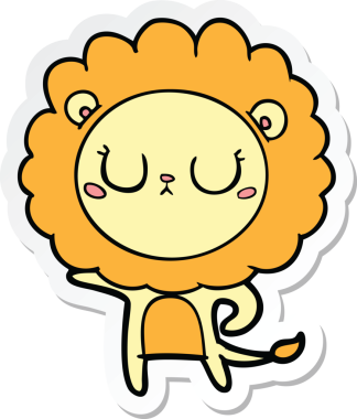 Bir insan tarafından çizilmiş karikatür aslanının çıkartması.