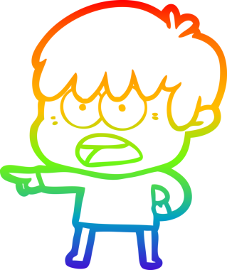 Bir insan tarafından çizilmiş endişeli bir çizgi film çocuğunun çizimi.