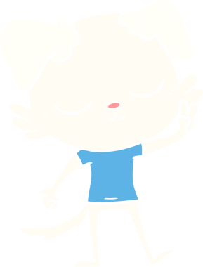 Bir insan tarafından çizilmiş şirin düz renkli çizgi film köpeği.