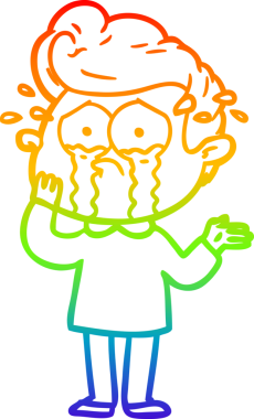 gökkuşağı gradyanı çizimi endişeli bir çizgi film karakteri insan tarafından çizilmiş