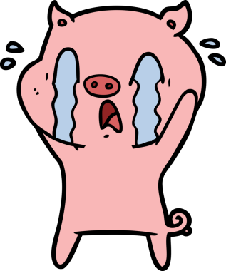Bir insan tarafından çizilmiş ağlayan domuz çizgi filmi.