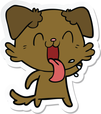 Bir insan tarafından çizilmiş nefes nefese kalmış bir köpeğin çıkartması.