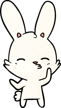 Bir insan tarafından çizilmiş meraklı tavşan çizgi filmi.