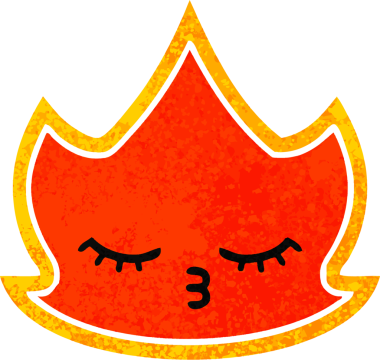 Bir insanın çizdiği ateşin retro illüstrasyon tarzı karikatürü