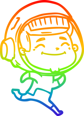 gökkuşağı gradyan çizimi mutlu bir çizgi astronot çizimi bir insan tarafından çizildi