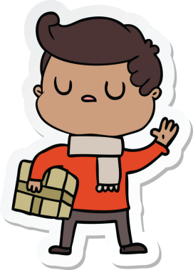 Bir insan tarafından çizilmiş bir karikatür çıkartması.