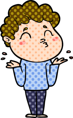 Bir insan tarafından çizilmiş karikatür adam omuz silkiyor.