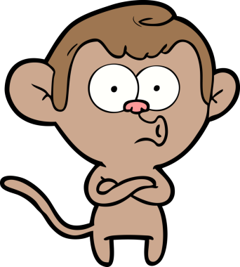 Bir insan tarafından çizilmiş, şaşırmış maymun çizgi filmi.