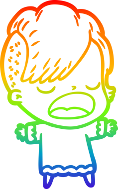 Gökkuşağı gradyan çizgi çizimi bir insan tarafından çizilen havalı hippi kız çizimi