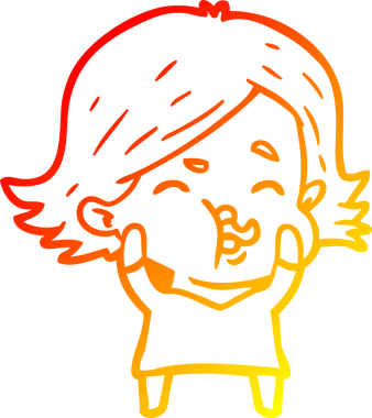 Bir insan tarafından çizilmiş bir çizgi film kızının sıcak çizgi çizimi.