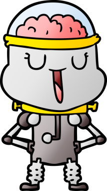 Bir insan tarafından çizilmiş mutlu çizgi film robotu