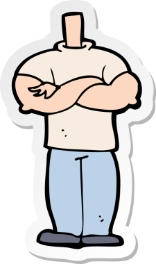 Bir insan tarafından çizilmiş kolları olan bir karikatür vücudunun çıkartması.