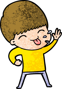 Bir insan tarafından çizilmiş mutlu çizgi film çocuğu.