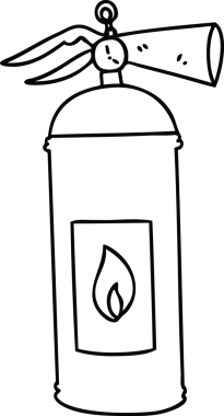 Bir insan tarafından çizilmiş garip çizgi film yangın söndürücüsü.