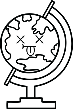 Bir insan tarafından çizilmiş dünyanın karikatürü.