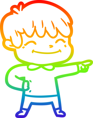 gökkuşağı gradyan çizgi çizimi bir insan tarafından çizilmiş mutlu bir çocuk