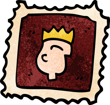 Bir insan tarafından çizilmiş bir karton pul.