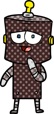 Bir insan tarafından çizilmiş çizgi film robotu