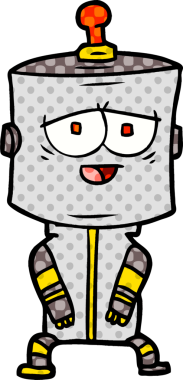 Bir insan tarafından çizilmiş çizgi film robotu