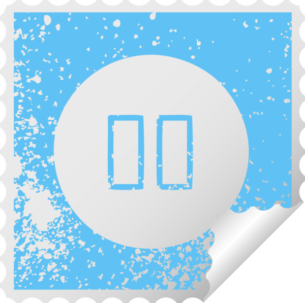 Bir insan tarafından çizilen durdurma düğmesinin sıkıntılı kare soyma etiketi